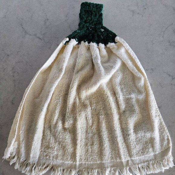 BRAND NEW GREEN CROCHET-TOP FALL HARVEST HANGING DISH TOWEL - Picture 11 of 13